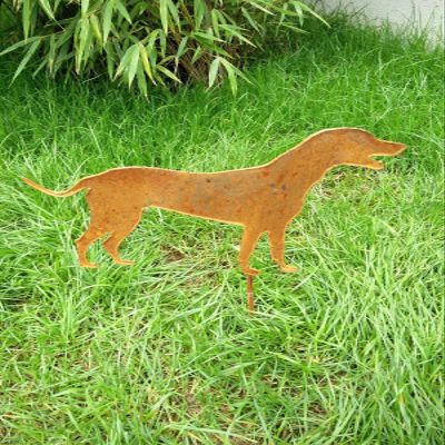 Zen Man Garden Dog Garden Inspiration Natural-Rust Garden Stake