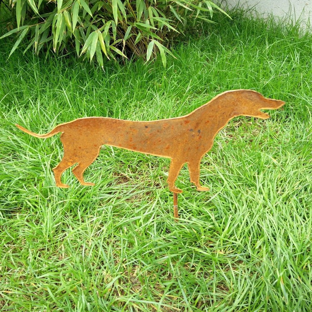 Zen Man Garden Dog Garden Inspiration Natural-Rust Garden Stake