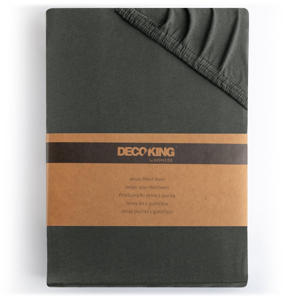 DecoKing Fitted Sheet 180x200–200x200 cm, 100% Combed Cotton, Amber