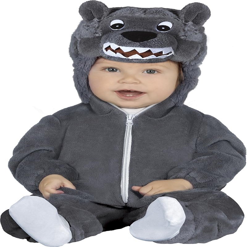 FIESTAS GUIRCA Wolf Baby Costume (12–18 Months) – Hood, Tail and Jumpsuit