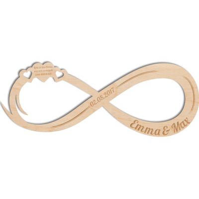 GRAVURZEILE Wooden Infinity Sign with Engraving – Personalized Gift for Couples with Names, Date and Personal Message