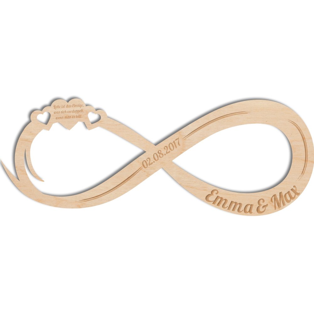 GRAVURZEILE Wooden Infinity Sign with Engraving – Personalized Gift for Couples with Names, Date and Personal Message