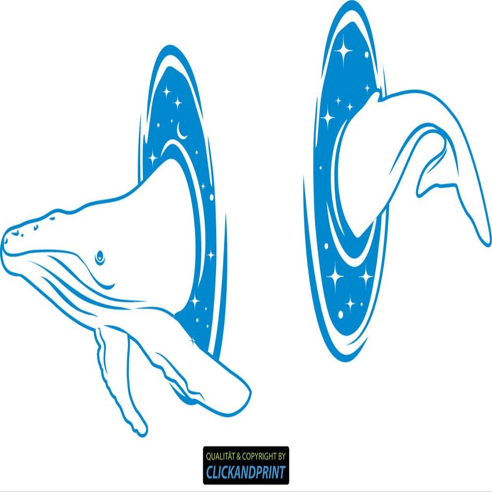CLICKANDPRINT Whale Universe Sticker, 80 x 42.5 cm, Light Blue