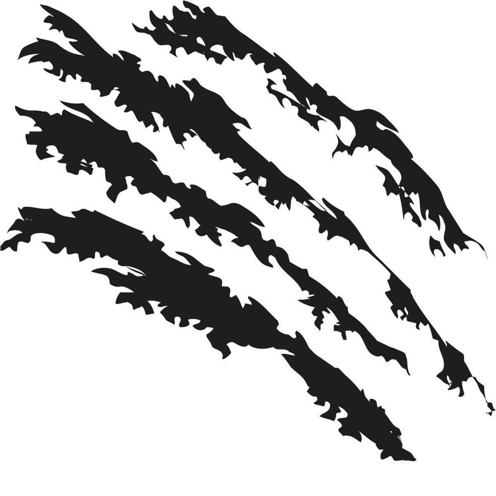 CLICKANDPRINT Claw Mark Sticker, 110 x 96.4 cm, Black Reflective