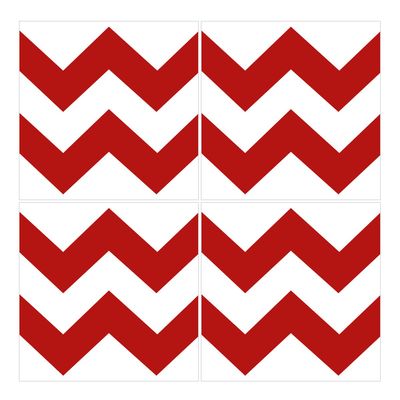 Wandkings Tile Stickers, Set of 4 – "Chevron" – 10 x 10 cm – Red