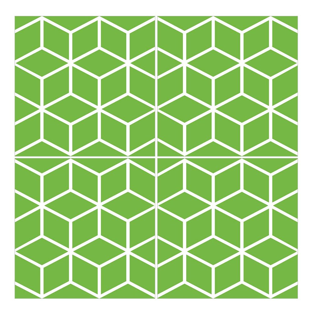 Wandkings Tile Stickers, Set of 4 – White Cubes, 5 x 5 cm, Green