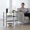 HAKU Stainless Steel Side Table with Black Glass Top, Silver Frame, 54 x 59 x 45 cm view 3
