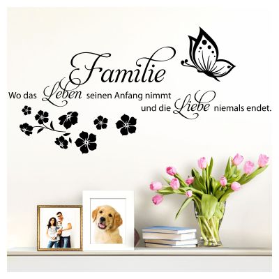 Grandora W5448 Wall Decal “Family Is Where Life Begins,” Light Blue, 111 x 58 cm