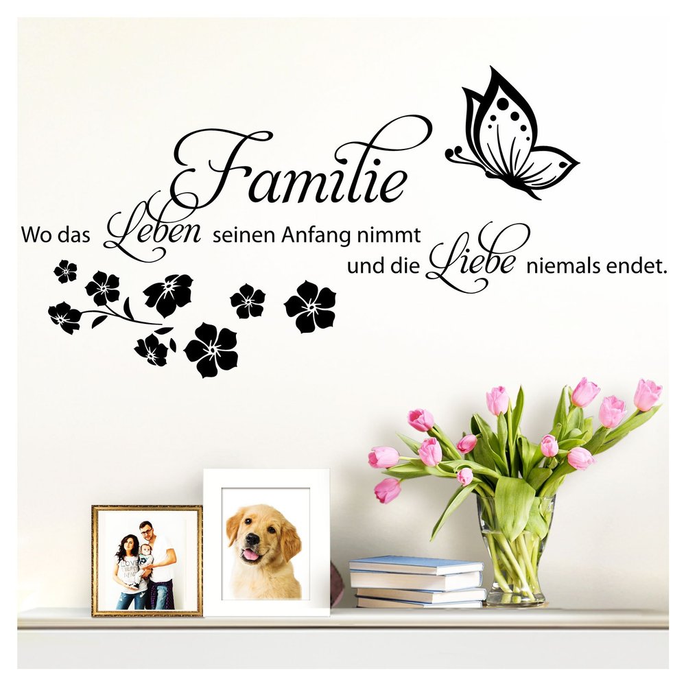 Grandora W5448 Wall Decal “Family Is Where Life Begins,” Light Blue, 111 x 58 cm