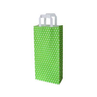 PGV Paper Shopping Bags with Flat Handles, Dots, GRN (32 + 12 x 40 cm, 50 pcs.)