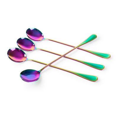 Long-Handled Iced Tea Cocktail Spoons, Stainless Steel, 4-Piece Set