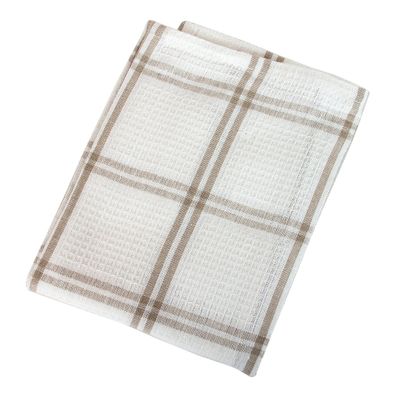 Gravidus Cotton Dish Towel 67 x 42 cm, Absorbent, Checkered, White/Gray