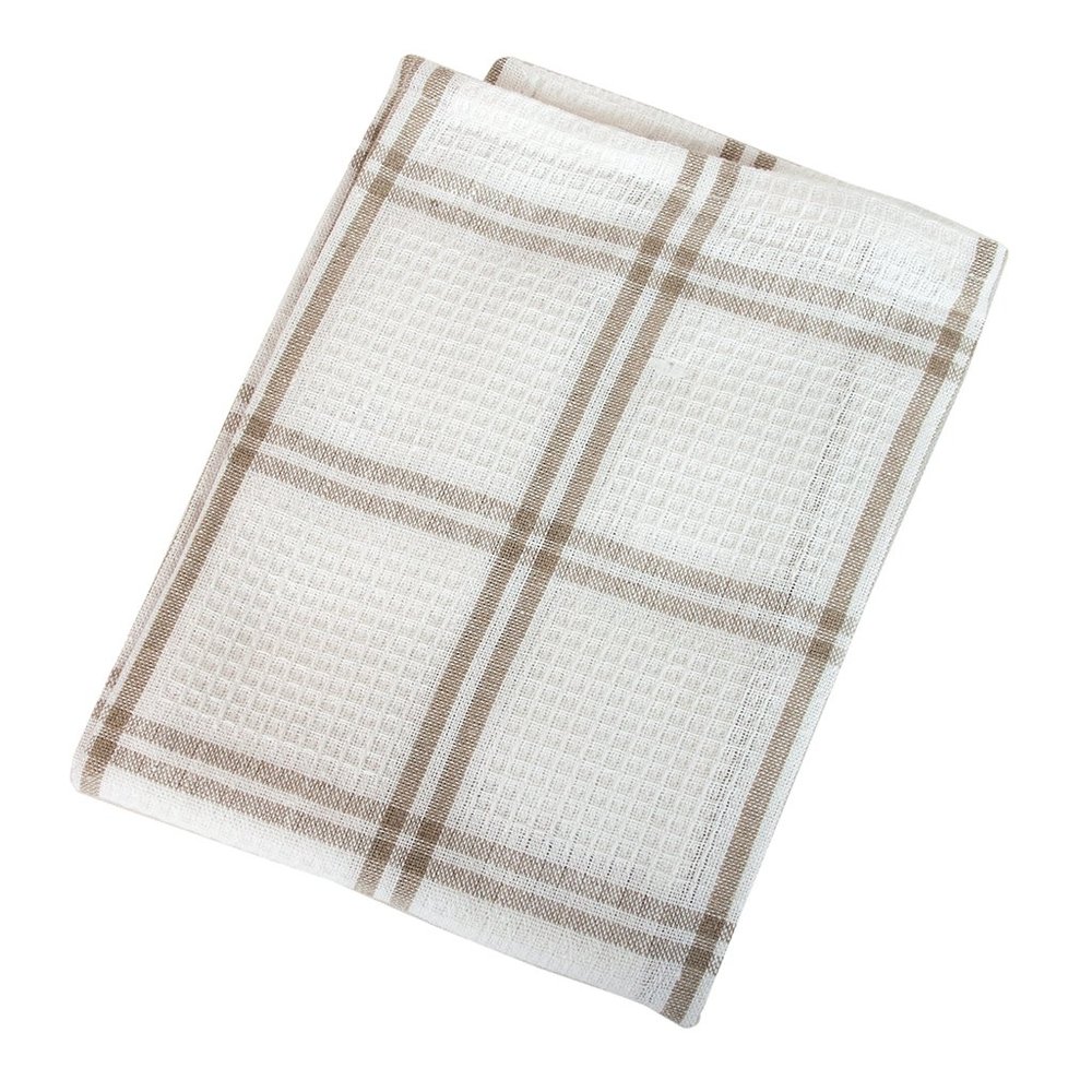 Gravidus Cotton Dish Towel 67 x 42 cm, Absorbent, Checkered, White/Gray