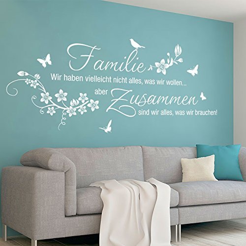 Grandora W5453 Family Wall Tattoo "We May Not Have Everything We Want" Dark Gray, Living Room/Hallway, 85 x 35 cm (W x H)