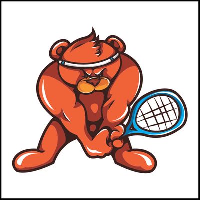 Indigos UG Tile Stickers for Bathroom and Kitchen, 10 x 10 cm, Orange Br Tennis Mascot Logo