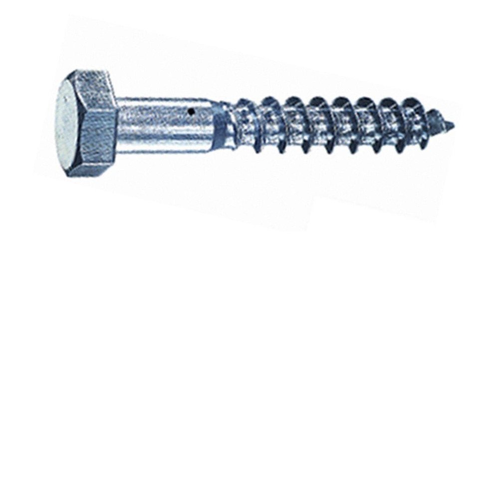 DIN 571 Hex-Head Wood Screws, Zinc-Plated Steel, Partial Thread, M12 x 50 mm, 100 pcs.