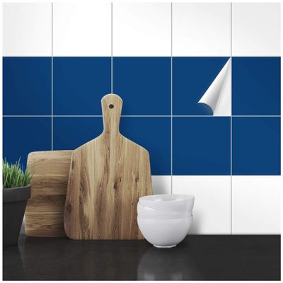 Wandkings Tile Stickers - Choose a Color & Size - Dark Blue Satin - 14.5 x 14.5 cm - 200 Pieces