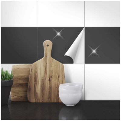 Wandkings Tile Stickers – Choose a Color & Size – Glossy Anthracite – 25 x 33 cm – 50 pcs.
