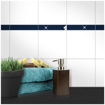 Wandkings Tile Stickers – Night Blue Glossy, 3 x 19.9 cm, 50-Pack
