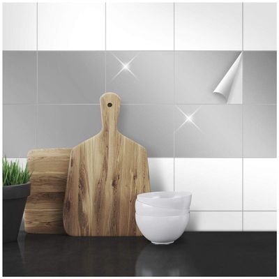Wandkings Tile Stickers – Glossy Silver, 15 x 20 cm, 200 Pieces
