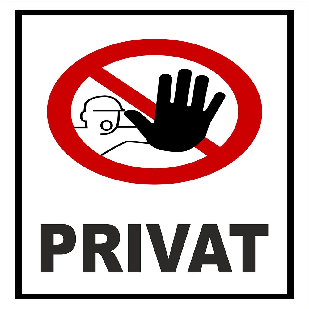 Melis-Folienwerkstatt Private Prohibition Sign, 30 × 20 cm, 3 mm Rigid Foam, Pre-Drilled Holes, Multiple Sizes/Materials