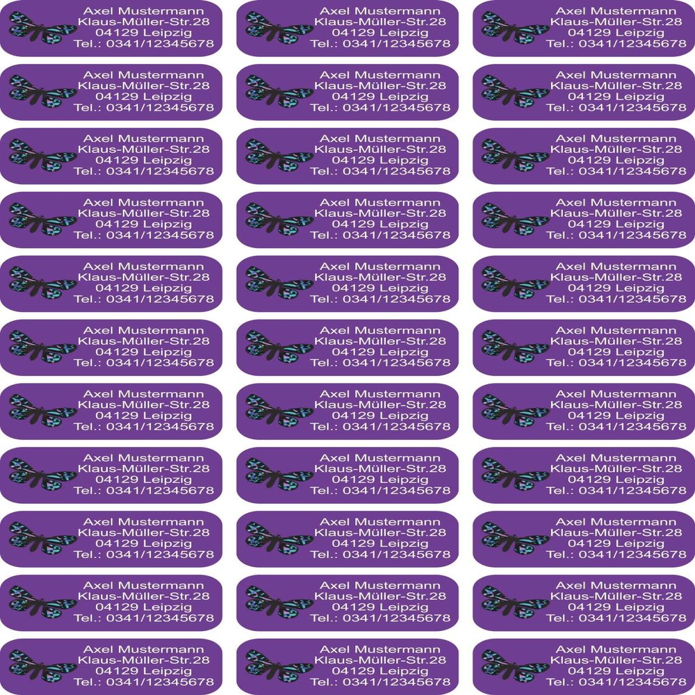 INDIGOS UG Personalized Address Labels, 56 x 23 mm, Butterfly 047, 99 Self-Adhesive Stickers