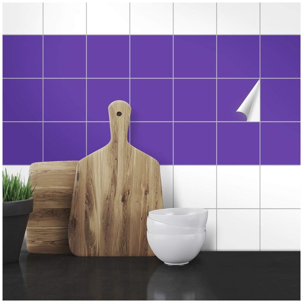 Wandkings Tile Stickers - Choose a Color & Size - Satin Violet - 10 x 10 cm - 20-Piece Set