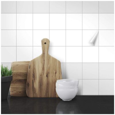 Wandkings Tile Stickers – Choose a Color & Size – Satin-Matte White – 10 x 10 cm – 300 Pieces