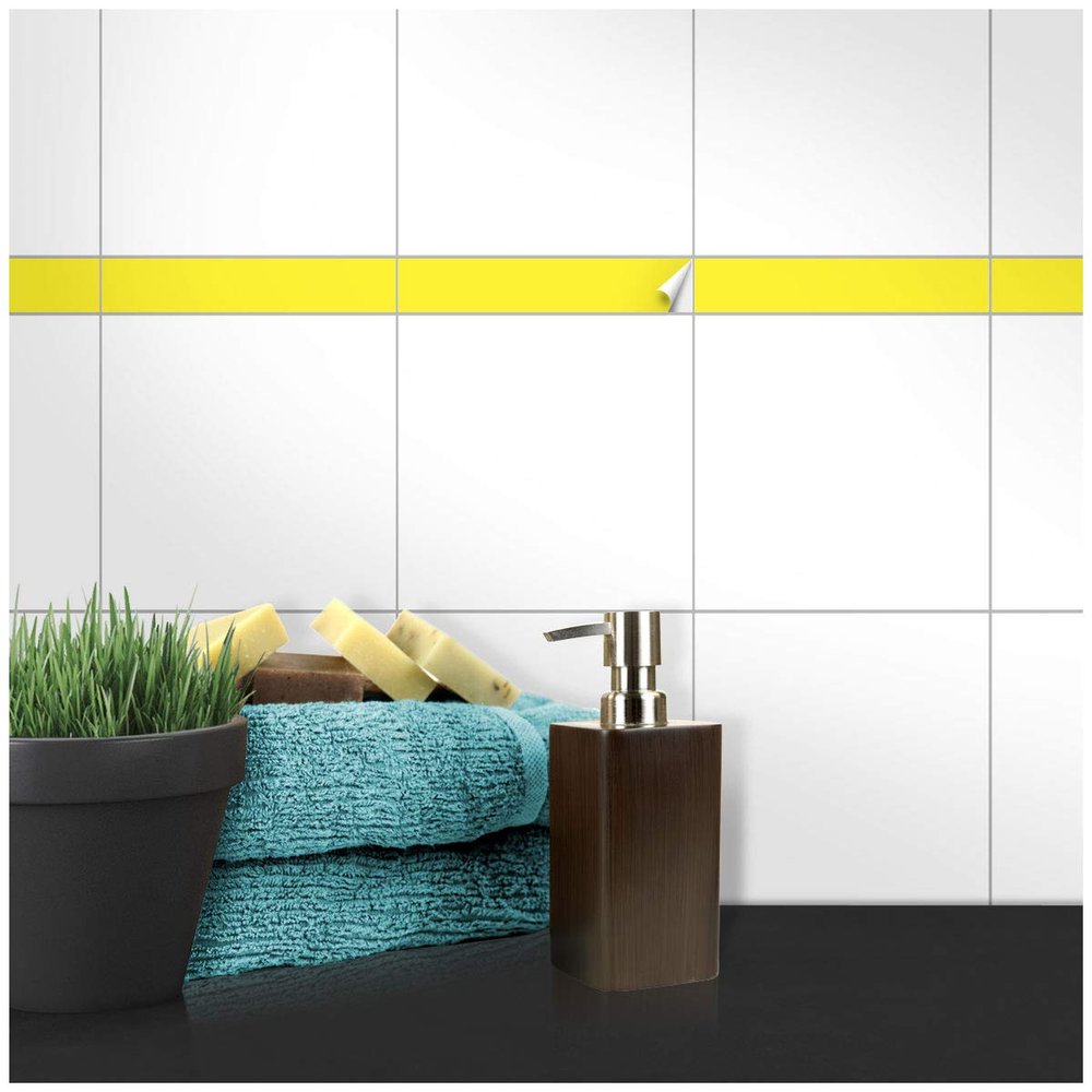 Wandkings Tile Stickers – Sulfur Yellow Satin, 5 x 20 cm, 100-Pack