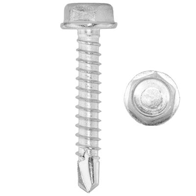 Hex-Head Self-Drilling Screws 6.3 x 45 mm DIN 7504 Form K, A2 Stainless Steel, 100 Pack