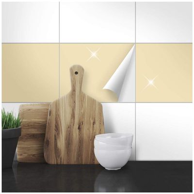 Wandkings Tile Stickers – Choose a Color & Size – Glossy Beige – 20 x 25 cm – 300 Pieces for Kitchen, Bathroom & More