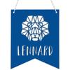 KLEINLAUT Origami Lion Pennant with Custom Name for Kids’ Rooms – Blue view 1