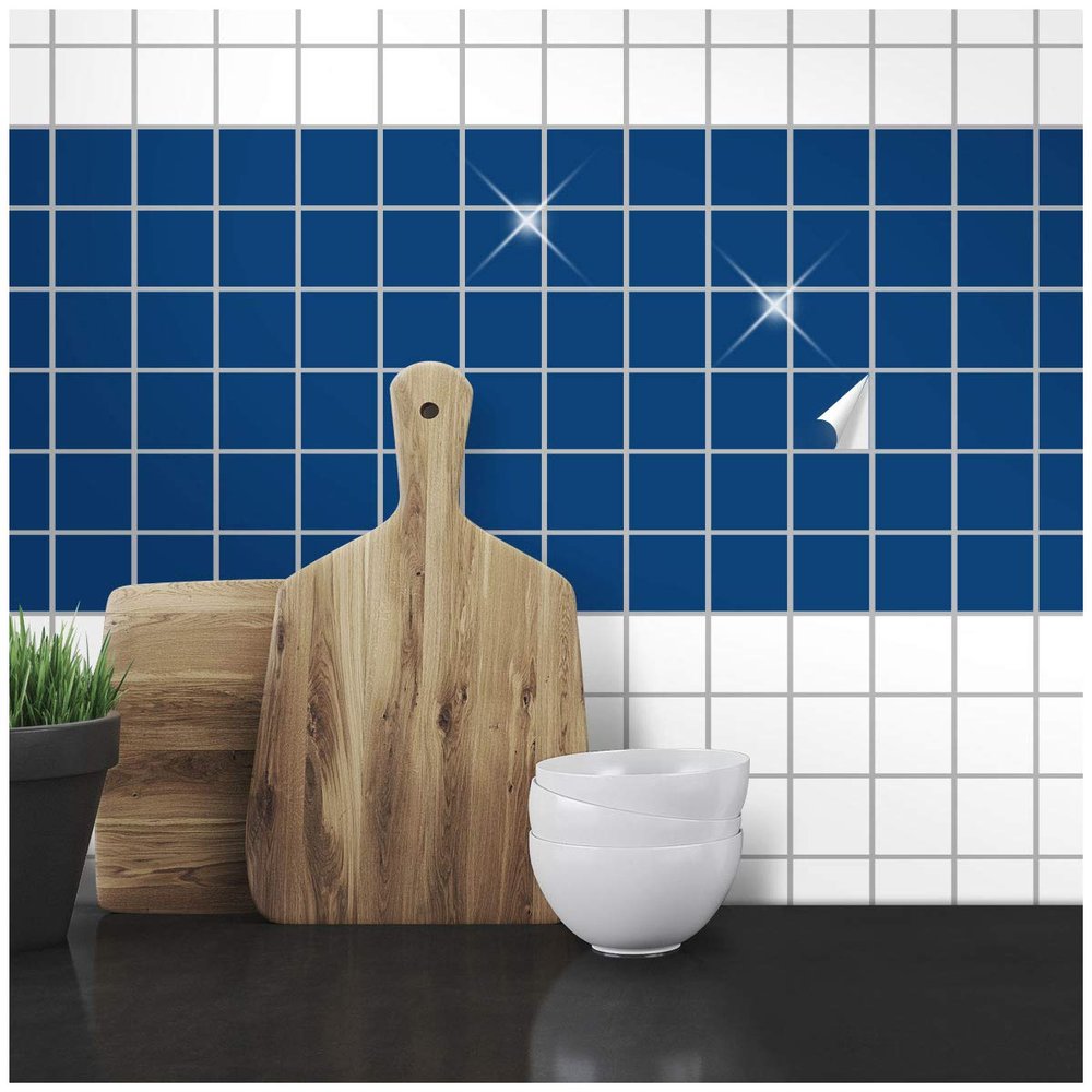 Wandkings Tile Stickers - Choose a Color & Size - Glossy Dark Blue - 5 x 5 cm - 100 Pieces