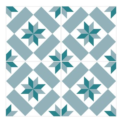 Wandkings Tile Stickers, Set of 4 – “Aileen,” 14.9 x 14.9 cm, Turquoise