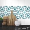 Wandkings Tile Stickers, Set of 4 – “Aileen,” 14.9 x 14.9 cm, Turquoise view 2