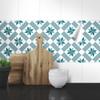 Wandkings Tile Stickers, Set of 4 – “Aileen,” 14.9 x 14.9 cm, Turquoise view 3