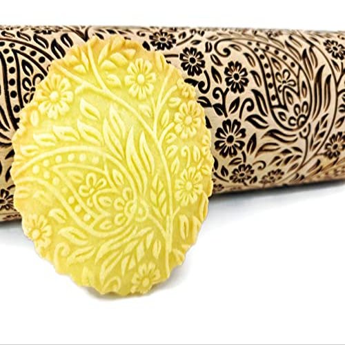 KASHMIR Paisley Pattern Rolling Pin for Homemade Pastries and Ceramics