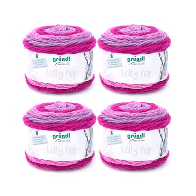 Gründl Lolly Pop Yarn, 4 x 150 g, Raspberry Swirl