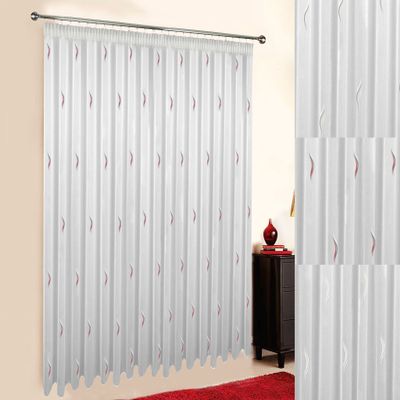 Sun World Custom-Made Tiziano Sheer Curtain, Gathering Tape, Red, 265 x 500 cm (H x W)