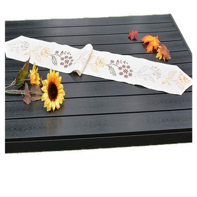 Lindenberg Table Runner, Cotton, Vintage Style, 20 x 160 cm, Ecru/Brown
