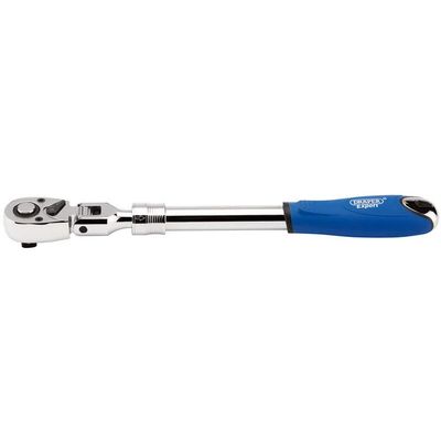 DRAPER HER72/FH 72-Tooth Flexible-Head Reversible Ratchet, Blue, 1/2-Inch Square Drive