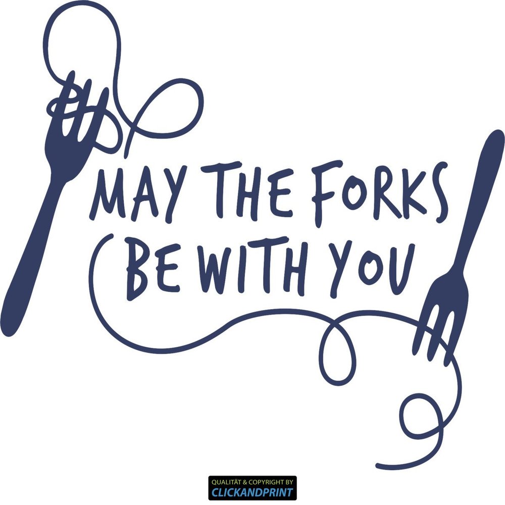 CLICKANDPRINT “May the Forks Be with You” Wall Sticker, 80 x 71.2 cm, Dark Blue