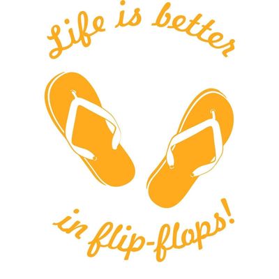 CLICKANDPRINT Wall Decal “Life Is Better in Flip-Flops,” 110 × 75.1 cm, Golden Yellow