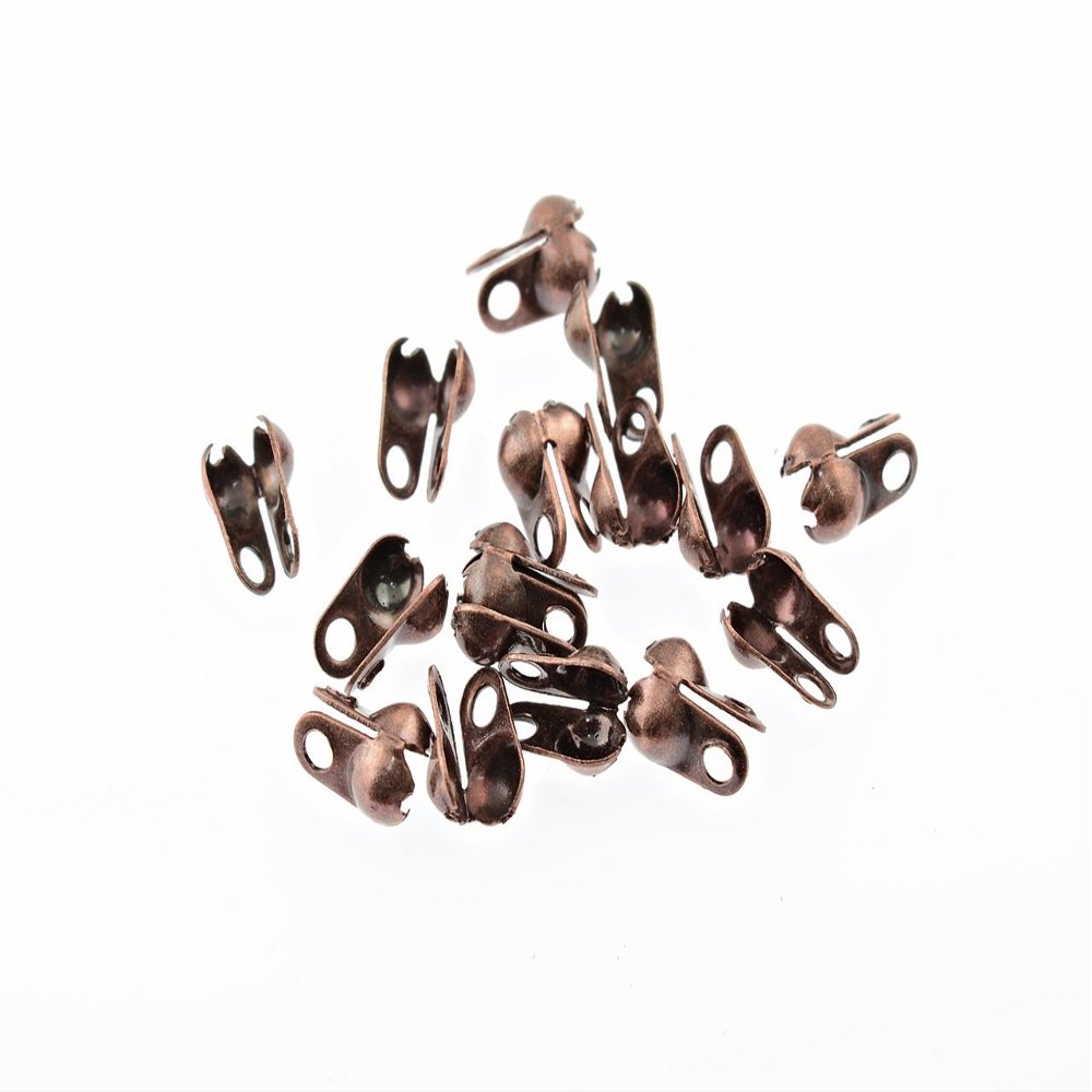 30 Antique Copper End Caps for Bead Chains, 2.5 mm