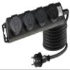 ChiliTec 4-Outlet Outdoor Power Strip, 3 m Cable, IP44, Black view 1