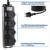 ChiliTec 4-Outlet Outdoor Power Strip, 3 m Cable, IP44, Black view 2