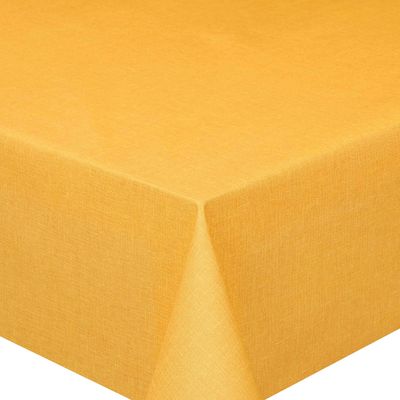 PEY Yellow Tablecloth Fabric by the Meter, Linen Texture, Lotus Effect, Washable, 130 x 220 cm