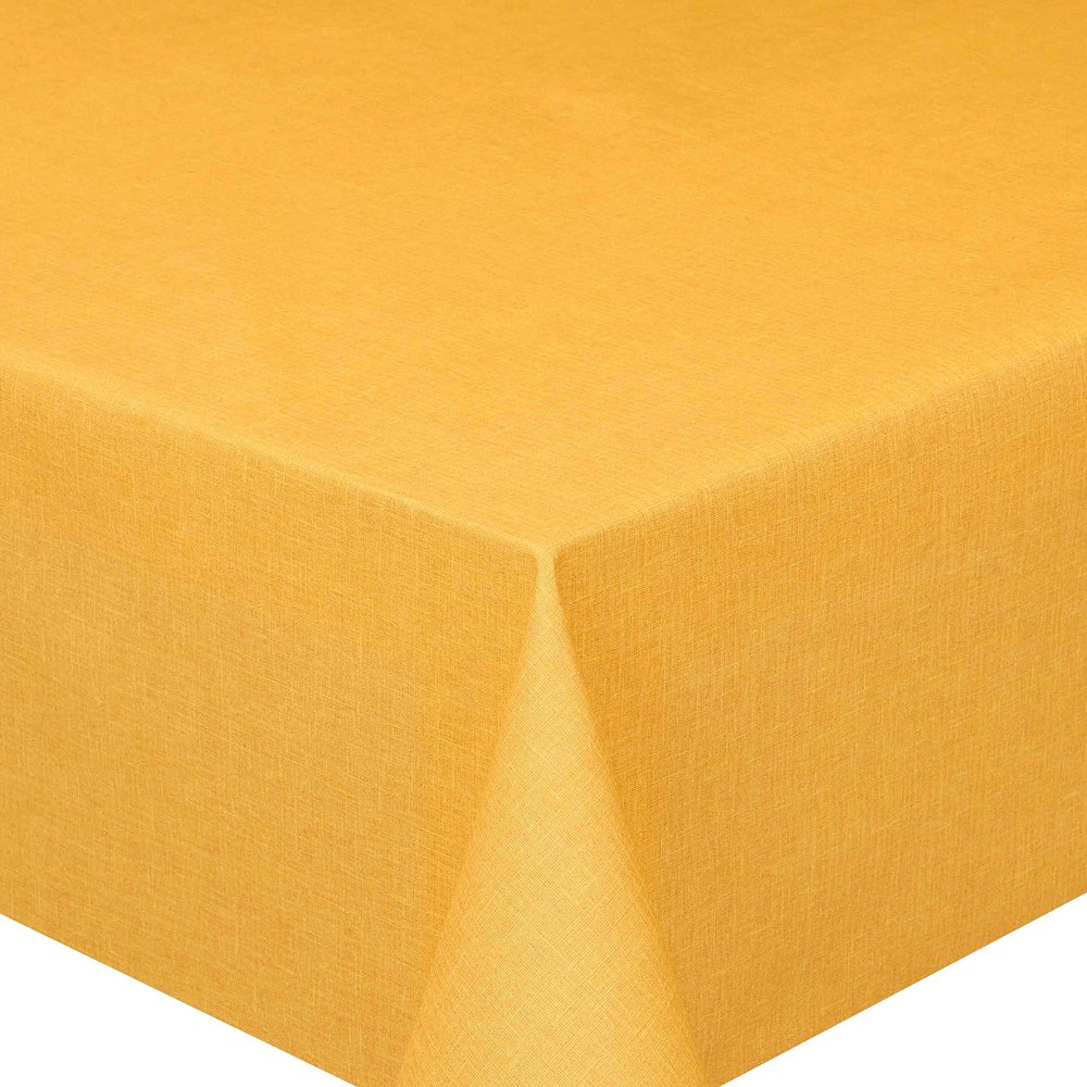 PEY Yellow Tablecloth Fabric by the Meter, Linen Texture, Lotus Effect, Washable, 130 x 220 cm