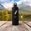 printplanet Water Bottle with Name Lina – Matte Black, Engraved Feather Design view 2