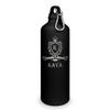 printplanet Kaya Water Bottle with Engraved Coat-of-Arms Monogram, Matte Black Aluminum Sports Bottle view 1